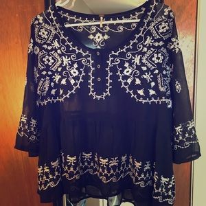 Free People embroidered peasant blouse
